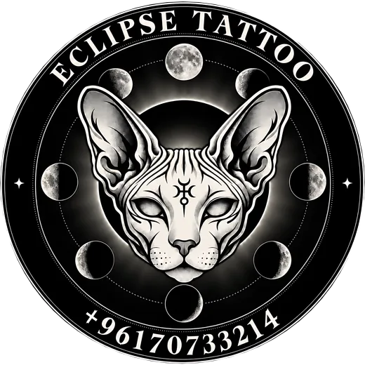 Eclipse Tattoo seal: a Sphynx cat inside eight moons